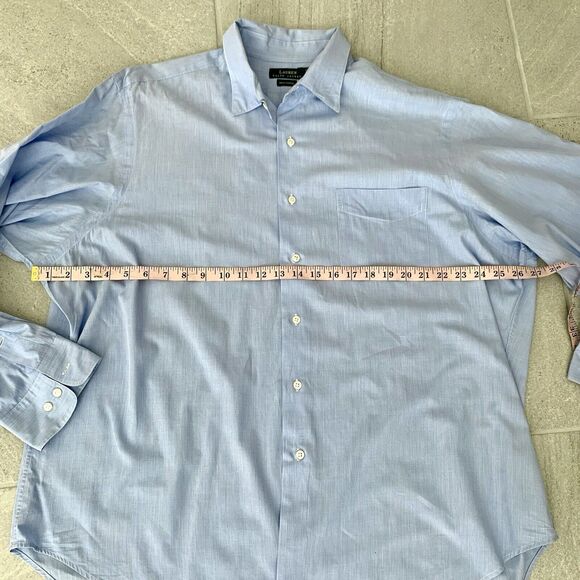 Ralph Lauren Shirt Men's Size 17.5 32/33 Blue Striped Dress Casual Business Work - Picture 3 of 4